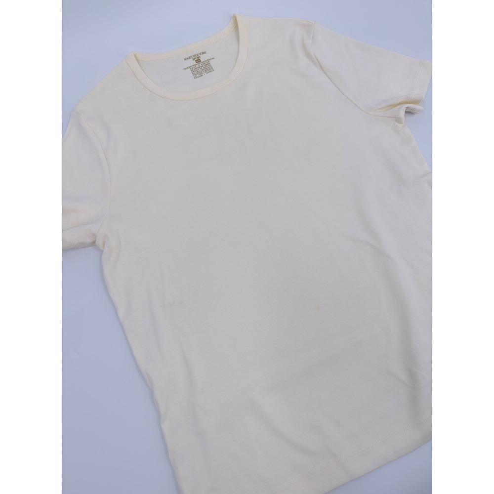 Jones New York Sport T Shirt Classic Y2K Women Medium Cream Short Sleeve Cotton